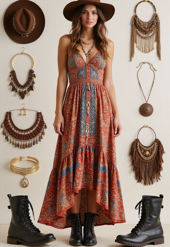 25 GNX Tour Outfits for Every Season That Will Always Impress (Check Out #14!) - 5. Festival Chic: Maxi Dress & Combat Boots