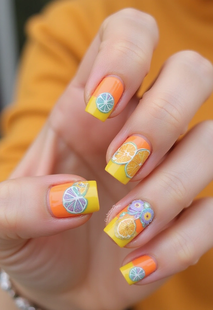 25 Stunning Summer Nails That'll Make Your Vacation Photos Pop! - 6. Citrus Slice Accents