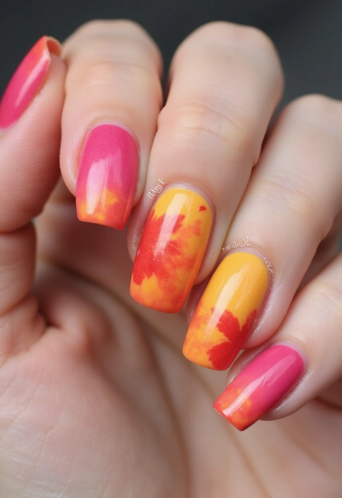 25 Stunning Summer Nails That'll Make Your Vacation Photos Pop! - 10. Summer Sunset Gradient