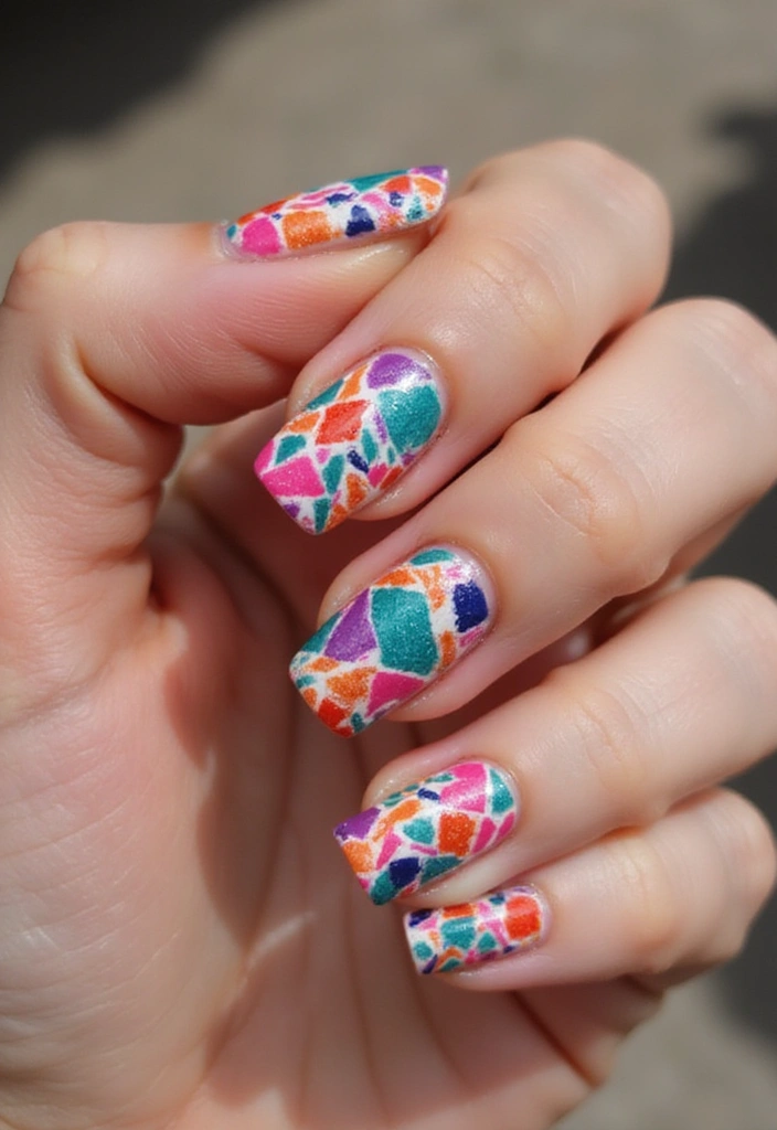 25 Stunning Summer Nails That'll Make Your Vacation Photos Pop! - 9. Colorful Geometric Patterns