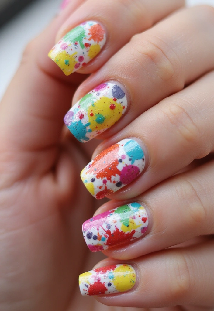 25 Stunning Summer Nails That'll Make Your Vacation Photos Pop! - 24. Bright Abstract Splashes