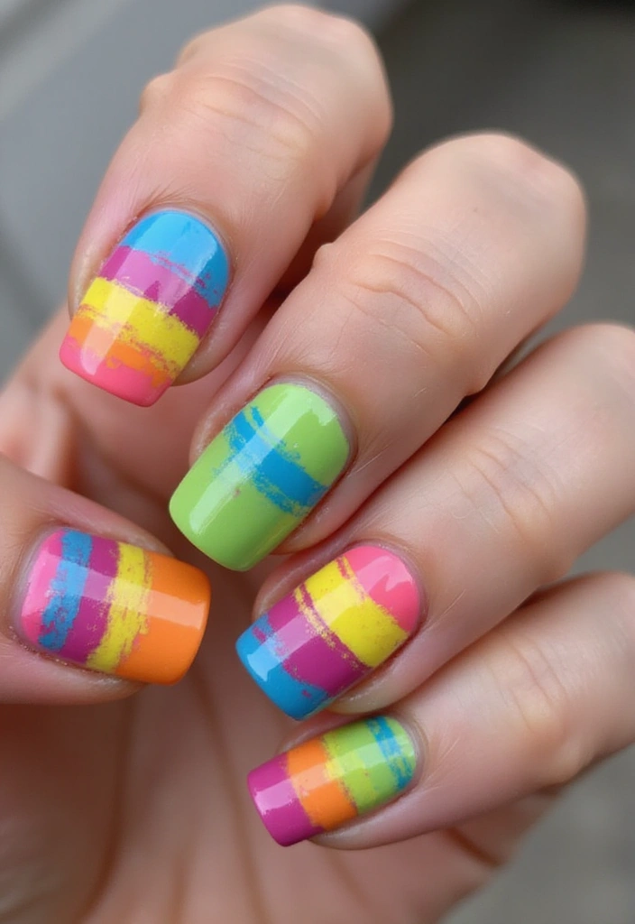 25 Stunning Summer Nails That'll Make Your Vacation Photos Pop! - 19. Funky Stripes