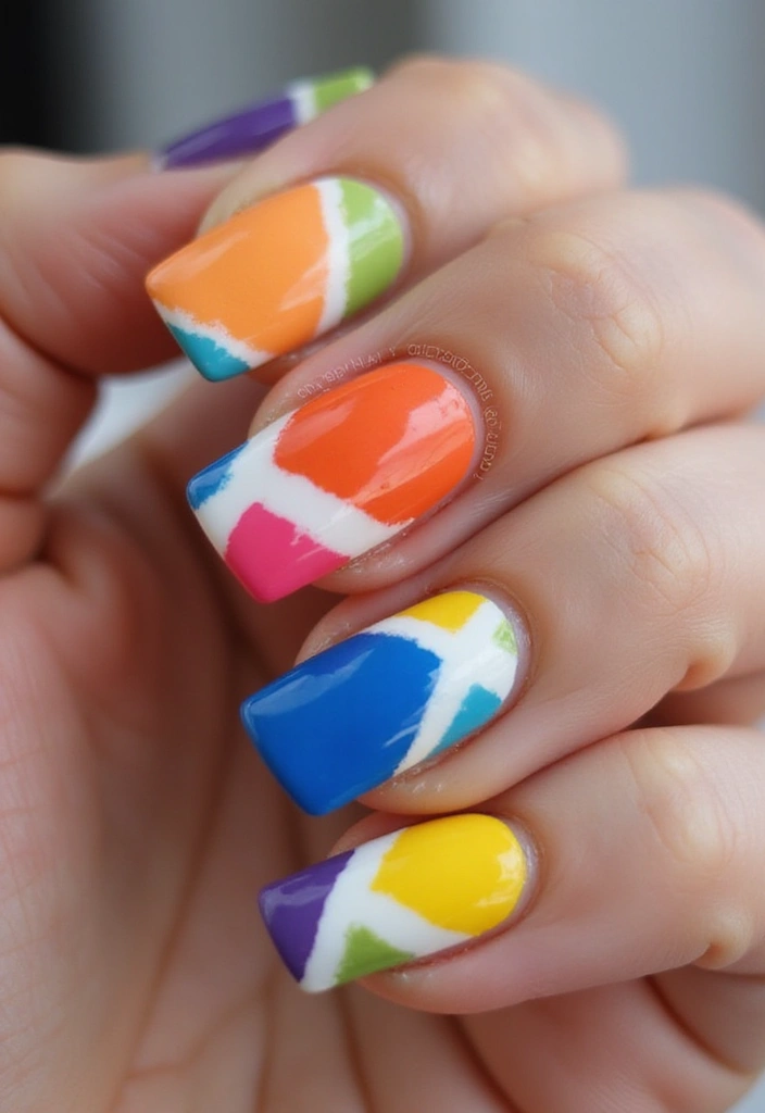 25 Stunning Summer Nails That'll Make Your Vacation Photos Pop! - 22. Vibrant Color Blocking
